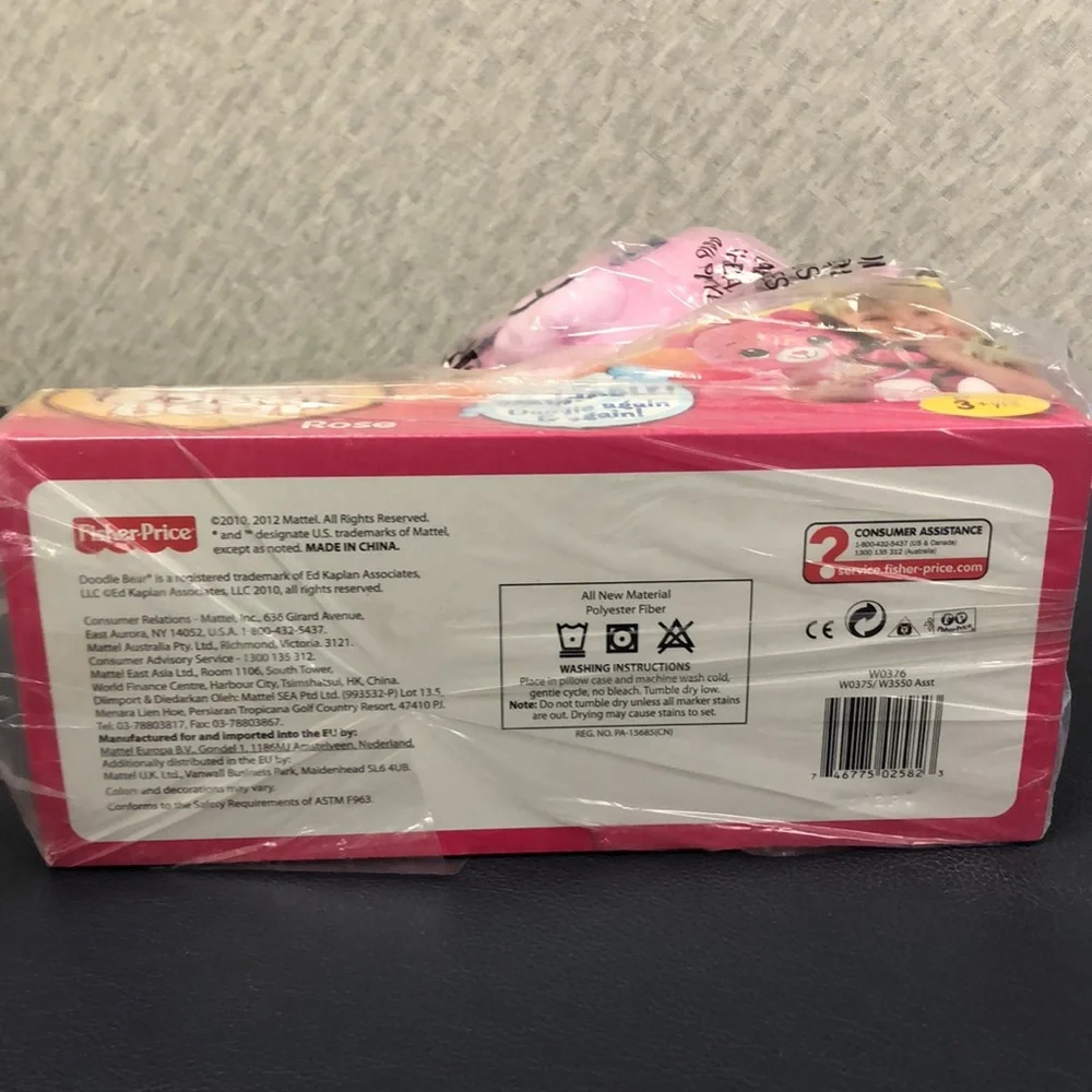 Fisher-Price 15" PINK Doodle Bear Plush Write-On and washable and doodle again. - Picture 4 of 4